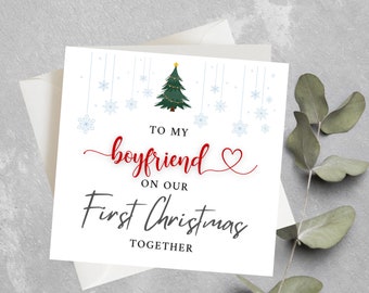 Boyfriend First Christmas Card, To My Boyfriend On Our First Christmas Together, 1st Christmas Card For Boyfriend, Couple 1st Christmas Card