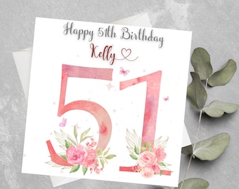 Personalsied Any Age  Birthday Card, Birthday Card For Daughter, Sister, Daughter In Law, Big Number Birthday Card, Birthday Card For Her