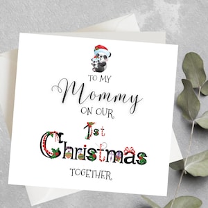 Carte de Noël pour maman, premier Noël en tant que maman, bébé première carte de Noël à maman nouveau-né à maman Noël, carte de Noël nouvelle maman