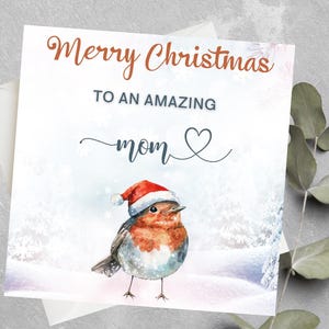 Carte de Noël Robin personnalisée pour maman, maman, Nonna, grand-mère, cadeau de Noël pour maman, grand-mère, carte de Noël Robin, carte de Noël avec Robin