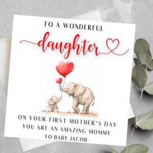 Personalised First Mother's Day Card For Daughter, First Mothers Day Card For Granddaughter, Daughter In Law, 1st Mother's Day As Mommy Card