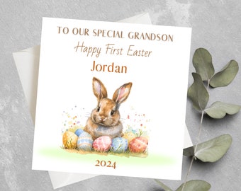 Personalised Grandson First Easter card, Grandson 1st Easter, Baby First Easter gift, Grandson 1st Easter Card, Boys 1st Easter Personalised
