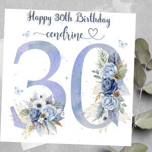 Carte d'anniversaire personnalisée pour soeur, maman, amie de 30, 40, 50 ans, tout âge, 70,80 anniversaire de grand-mère, carte d'anniversaire de 65 ans pour femme, cadeau d'anniversaire grand nombre