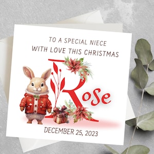 Carte de Noël personnalisée nièce, carte de Noël renne pour une nièce, carte de Noël nièce, jolie carte de Noël pour nièce, Noël tantine