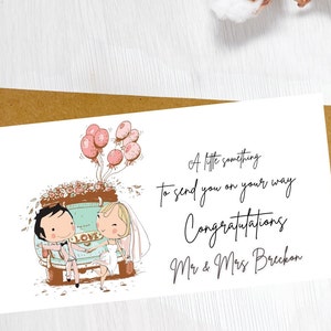 Carte d'argent cadeau de mariage, portefeuille d'argent de félicitations, cadeau de mariage, carte-cadeau d'argent de mariage, carte d'argent juste mariée, cadeau de mariage