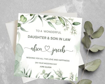 Personalised Daughter And Son In Law Wedding Day Card, Daughter, Daughter In Law Wedding Day Card, Son, Son In Law Wedding Day Card Custom