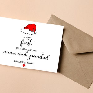 Tarjeta de Navidad de Nan y Abuelo, Tarjeta de Navidad de First Nan y Granddad, Tarjeta de Navidad personalizada para abuelos, Tarjeta de Navidad Nan y Grandad