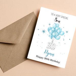 À un fils très spécial carte, carte d'anniversaire de fils personnalisée, carte d'anniversaire de fils avec âge et nom, carte d'anniversaire de fils personnalisée tout âge