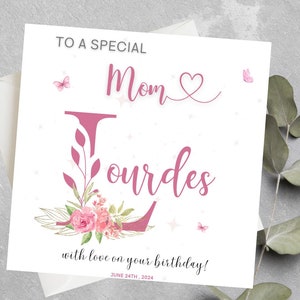 Carte d'anniversaire maman personnalisée, maman, grand-mère, carte d'anniversaire tante, carte d'anniversaire florale pour maman, soeur, amie, maman, carte d'anniversaire grand-mère