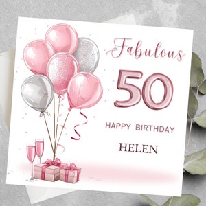 Personalised 50th Birthday Card For Girlfriend, Friend 50th Birthday Card Personalised, Happy Fiftieth Birthday Card For Wife, Best Friend