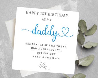 Geburtstagskarte 'Happy First Birthday As My Daddy' – New Dad Card, 12,7 X 17,8 Cm, 350 G/m² Papier