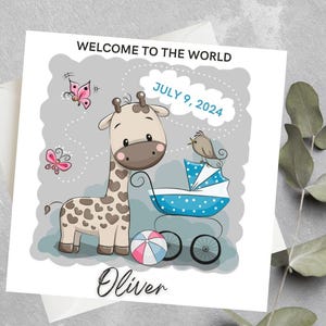 Carte personnalisée pour nouveau bébé garçon, bienvenue dans le monde, carte pour nouveaux parents, carte de félicitations pour nouveau bébé, cadeau pour nouveau bébé, carte pour nouveau petit-fils