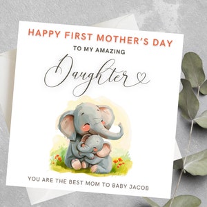 Tarjeta personalizada del primer día de la madre para la hija, primera tarjeta del día de las madres para la nuera, feliz regalo del primer día de la madre para la hija