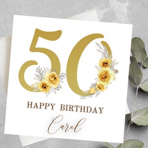 Personalised 50th Birthday Card, Custom Birthday Card For 50, Any Number Birthday Card, 50th Birthday Card For Friend, Son, Daughter, Sister