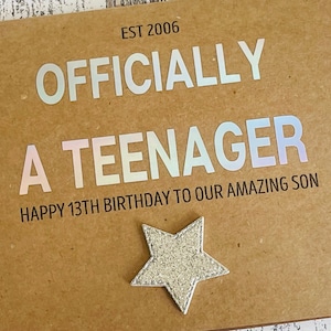 Ufficialmente un biglietto per adolescenti, biglietto personalizzato per il 13° compleanno per ragazzo, ragazza, biglietto per il 13° compleanno di un ragazzo, biglietto per il 13° compleanno di una ragazza, un vero adolescente