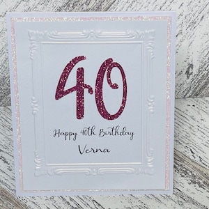 Carte d’anniversaire numéro personnalisée, carte de 40e anniversaire pour les femmes, carte d’anniversaire personnalisée pour tout âge 16, 20,40,50,60,70,80,90