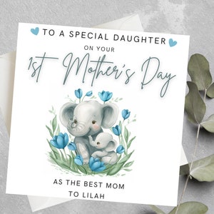 Tarjeta personalizada para el primer día de la madre para hija, tarjeta para el primer día de la madre para nieta, nuera, tarjeta para el primer día de la madre como mamá