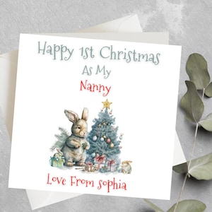 Personalised Nanny 1st Christmas, Nanny First Christmas Card, Happy 1st Christmas As My Nanny, Nanna, Nonna, Grandparents 1st Christmas Card