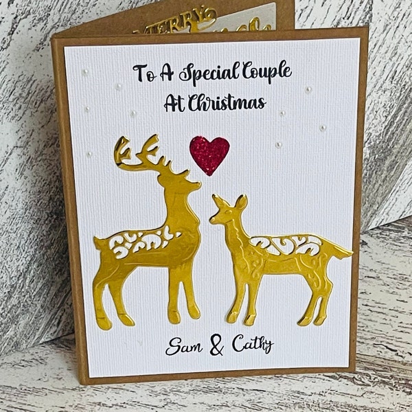 Personalised Reindeer Christmas Card for Special Couple, Personalized Christmas Card for Couple, Customized Christmas Card for wife, husband