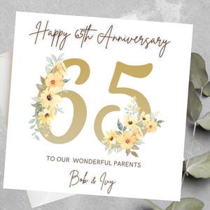 Carte d'anniversaire de mariage personnalisée, carte d'anniversaire de mariage de 50, 60, 65 ans, toute année, mari, femme, parents, carte d'anniversaire d'un ami