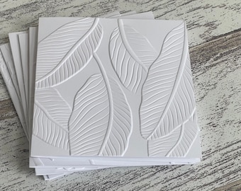 Embossed White Floral NoteCards (set of 5), Embossed Note Cards All Occasions, Embossed Notecards Blank Inside, Floral Embossed blank card