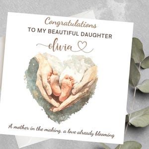 Personalized Baby Shower Card For Daughter, New Mom Card For Daughter, Baby Shower Card For Expecting Daughter, Mom To Be Card From Parents