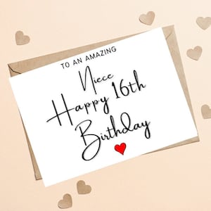 An eine erstaunliche Nichte alles Gute zum 16. Geburtstag, Nichte Sweet Sixteen Geburtstagskarte von Tante, von Onkel, 16. Geburtstagskarte von Tante, Onkel