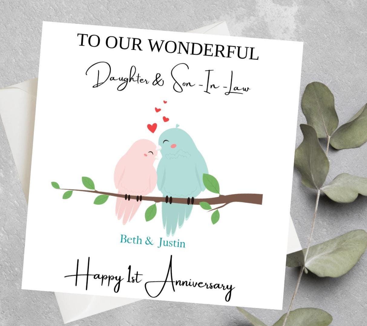 Personalised 1st Wedding Anniversary Card for Son and Daughter- In-law ...