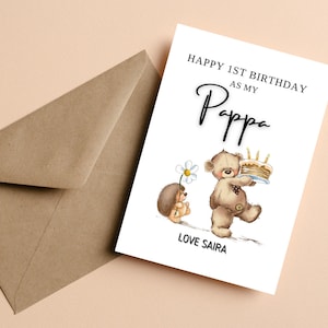 パパとして1歳の誕生日おめでとう、パパベアの誕生日カード、パパへの1歳の誕生日カード、パパへのかわいいパパベアの誕生日カード
