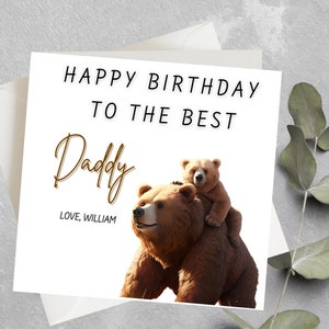 Carte d'anniversaire personnalisée papa ours, carte d'anniversaire papa ours et bébé ours, meilleure carte d'anniversaire pour papa, joyeux anniversaire au meilleur papa