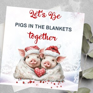 Cartão de Natal Pigs in Blankets, Cartão de Natal para marido, esposa, namorado, namorada, Cartão de Natal Pigs In the Blankets para marido, esposa