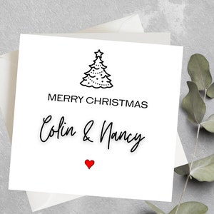 Carte de Noël personnalisée, Joyeux Noël Votre nom, Cartes de Noël simples, Carte de Noël de typographie, Carte de Noël personnalisée