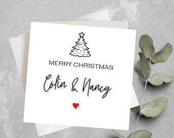 Personalised Christmas Card, Merry Christmas Your Name, Simple Christmas Cards, Typography Christmas Card, Customized Christmas Card