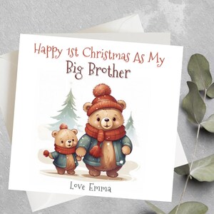 Buon primo Natale come fratello maggiore, biglietto di Natale personalizzato per il Grande Fratello, biglietto di Natale per i fratelli maggiori, biglietto di Natale del Grande Fratello