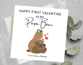 Personalised Papa Bear Valentines Card,  Happy Valentine's Day Papa, Papa Bear Valentines Card, Papa, Grandpa, Grandad, Dad Valentines Card