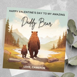 Carte de Saint-Valentin personnalisée pour papa, papa, grand-père, papa, joyeuse Saint-Valentin à papa ours, papa ours, carte de Saint-Valentin ours