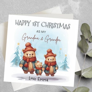 1er carte de Noël personnalisée pour grand-mère, grand-père, Nonna, papa, joyeux 1er Noël en tant que grand-mère, grand-père, 1er carte de Noël pour grands-parents