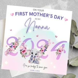 1ère carte de fête des mères personnalisée pour Nonna, grand-mère, nounou, 1ère carte de fête des mères pour Nonna, grand-mère, Nonna 1ère carte de fête des mères personnalisée