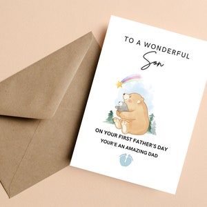 À un fils spécial le jour de la fête des pères, bonne 1ère carte de fête des pères à son fils, première carte de fête des pères à son fils, carte personnalisée de la 1ère fête des pères pour fils