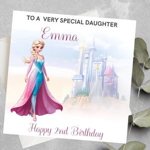 Biglietto di compleanno Frozen personalizzato, biglietto di compleanno per nipote, figlia, nipote di qualsiasi età Frozen, biglietto di compleanno Frozen per nipote