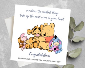 Personalised Winnie The Pooh Baby Shower Card, Sentimental Winnie The Pooh Card, Welcoming A New Baby Card, Winnie The Pooh Quote