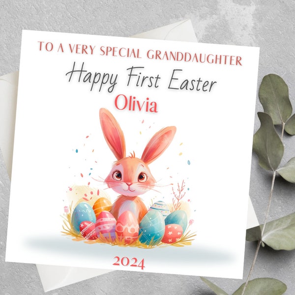 Personalised Granddaughter First Easter card, Granddaughter 1st Easter, Baby First Easter gift, Daughter 1st Easter Card, Girl's 1st Easter