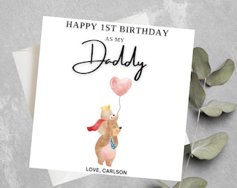 Feliz primer cumpleaños como mi papá, tarjeta de cumpleaños para papá oso, para papá, tarjeta de primer cumpleaños para papá, linda tarjeta de cumpleaños, para papá cumpleaños