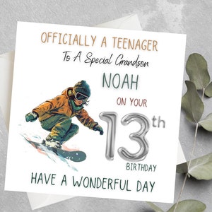 Carte d'anniversaire personnalisée pour 13e anniversaire de garçon, officiellement une carte d'adolescent pour petit-fils, filleul, fils, neveu, adolescent