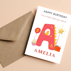 Carte d’anniversaire de nièce, carte d’anniversaire personnalisée pour nièce, carte d’anniversaire mignonne, carte de joyeux anniversaire pour nièce, carte d’anniversaire de fille