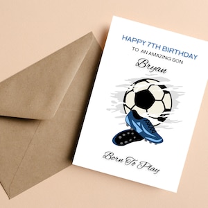 Personalised Grandson Football Birthday Card With Name And Age,  Football Birthday Card For Son, Nephew, Grandson, Kids Football Card
