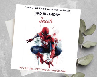 Personalised Spider-Man birthday card, Superhero Birthday Card, Superhero Birthday Card For Boy Girl, SpiderMan themed birthday celebrations