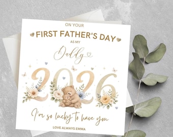 Personalised First Fathers Day Card As Daddy, 1st Father's Day As My Daddy Card, Baby First Fathers Day Card, First Fathers Day Card For Dad