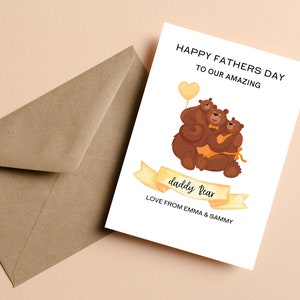 Carte de fête des pères personnalisée, à notre incroyable carte de fête des pères papa ours, carte de fête des pères papa ours, carte de fête des pères avec illustration
