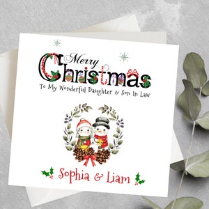 Feliz Navidad a mi encantadora hija y yerno, tarjeta de Navidad para hija, linda tarjeta de Navidad para hija y yerno